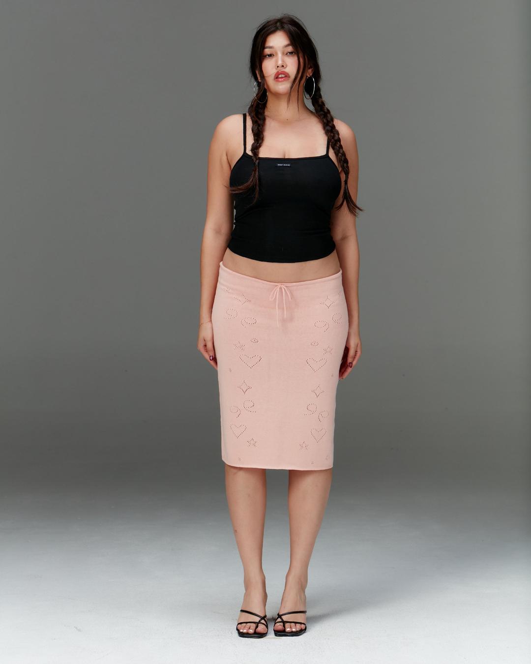 Knit Midi Skirt with Emoji Cut-Outs - Hana - SM