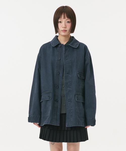 STAR FLORAL WASHED COTTON JACKET, NAVY