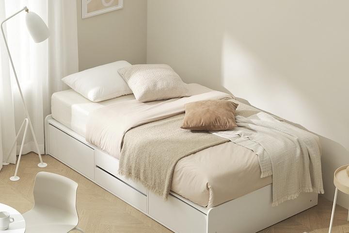 네드 무헤드 4단 멀티 통서랍형 수납 침대 SS/Q (매트추가)