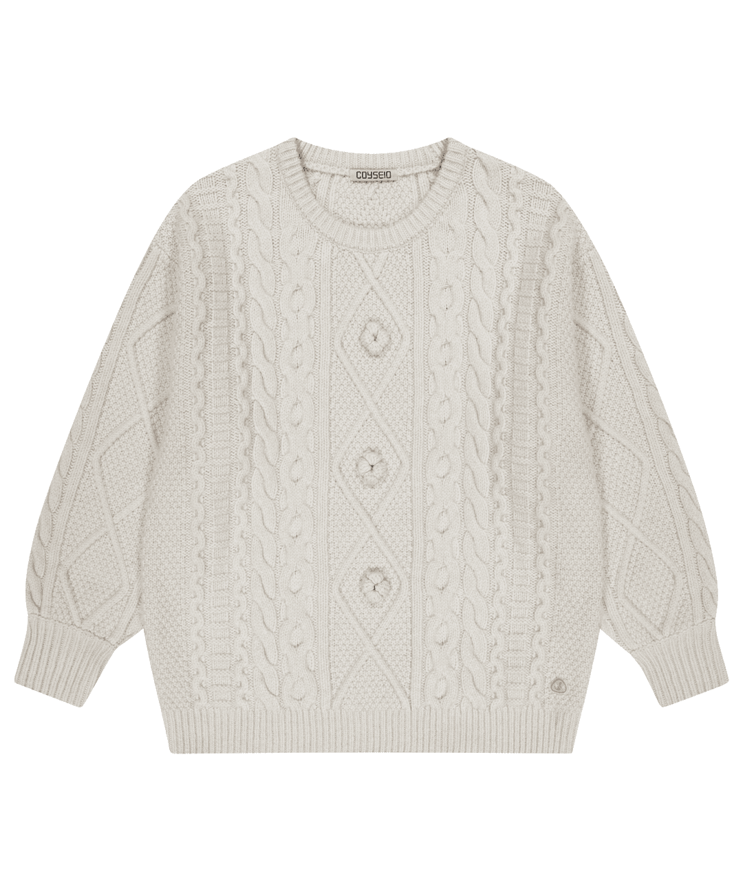 POMPOM CABLE KNIT IVORY