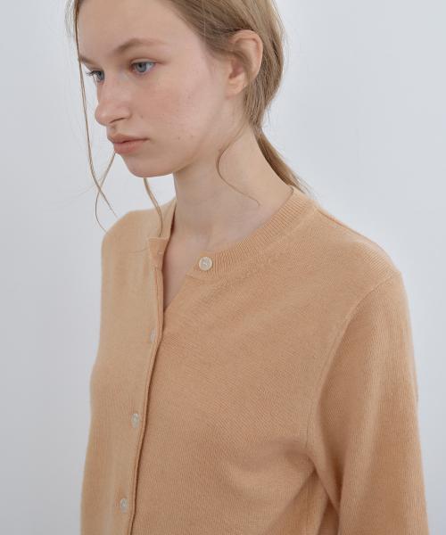 ESSENTIAL WOOL ROUND CARDIGAN, SALMON BEIGE