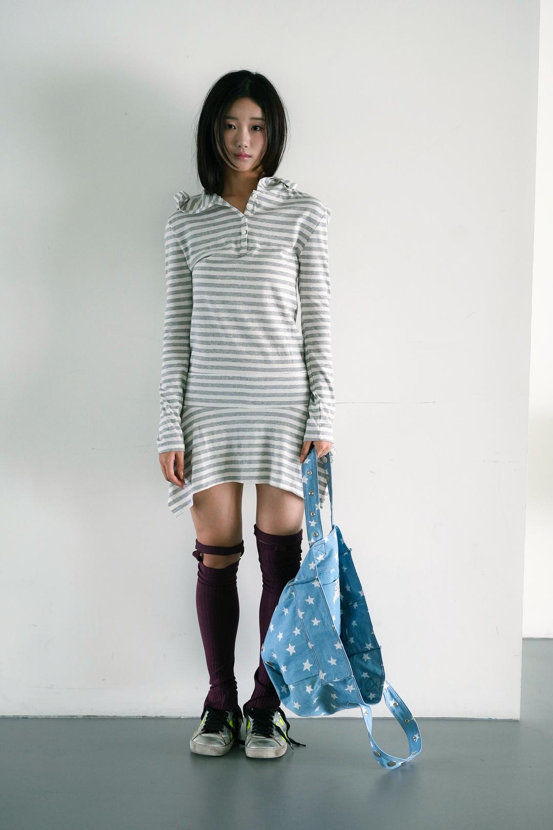 Hoodie dress, striped