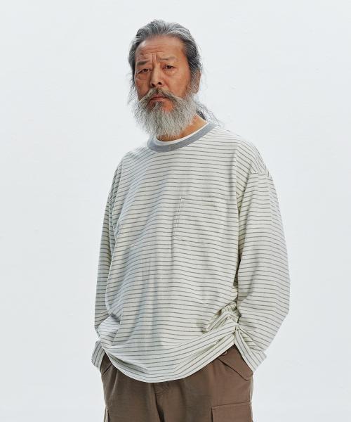 STRIPE OVERSIZED RELAX TEE 003 _ IVORY