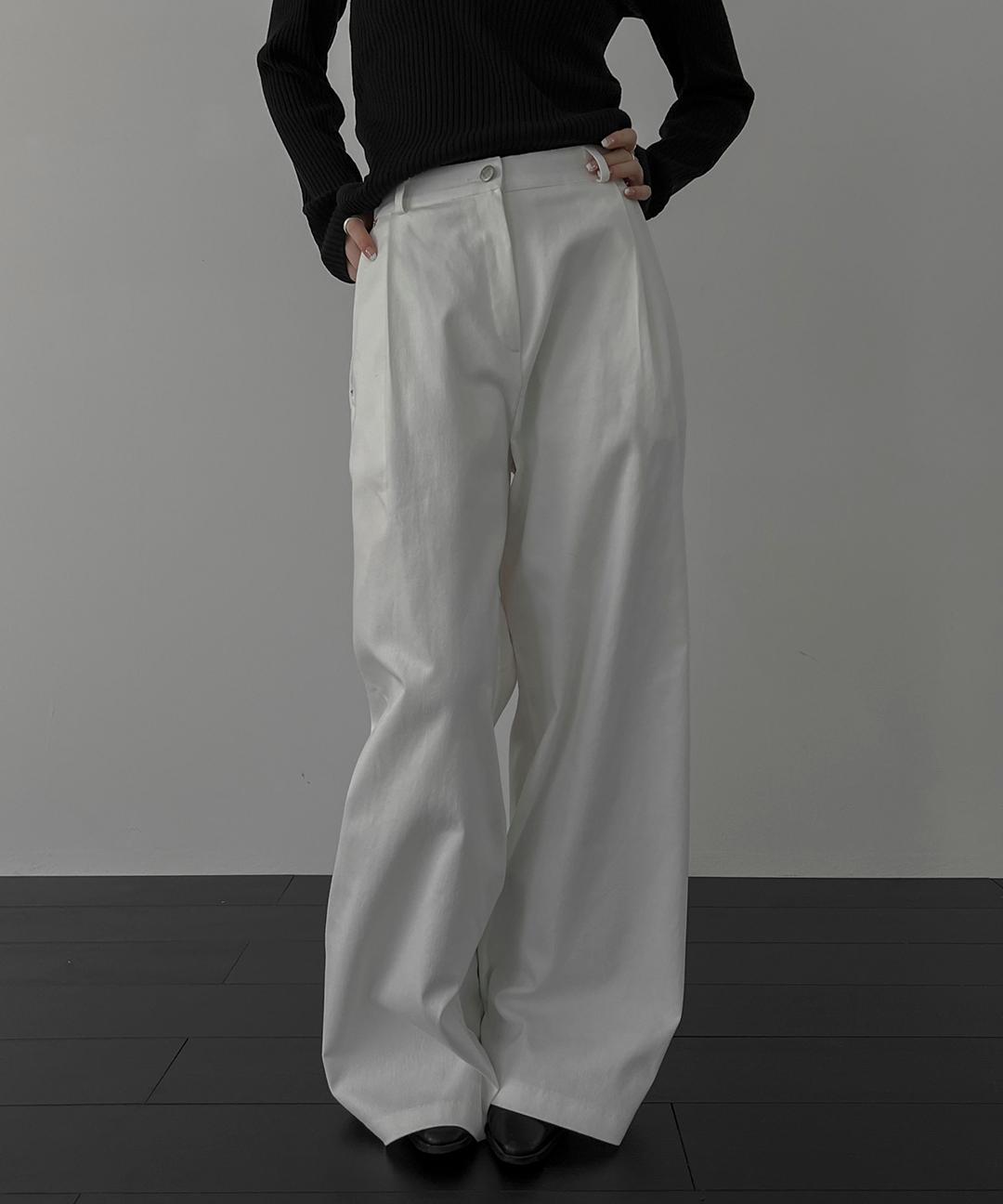 디오어 코튼 와이드 핀턱 팬츠