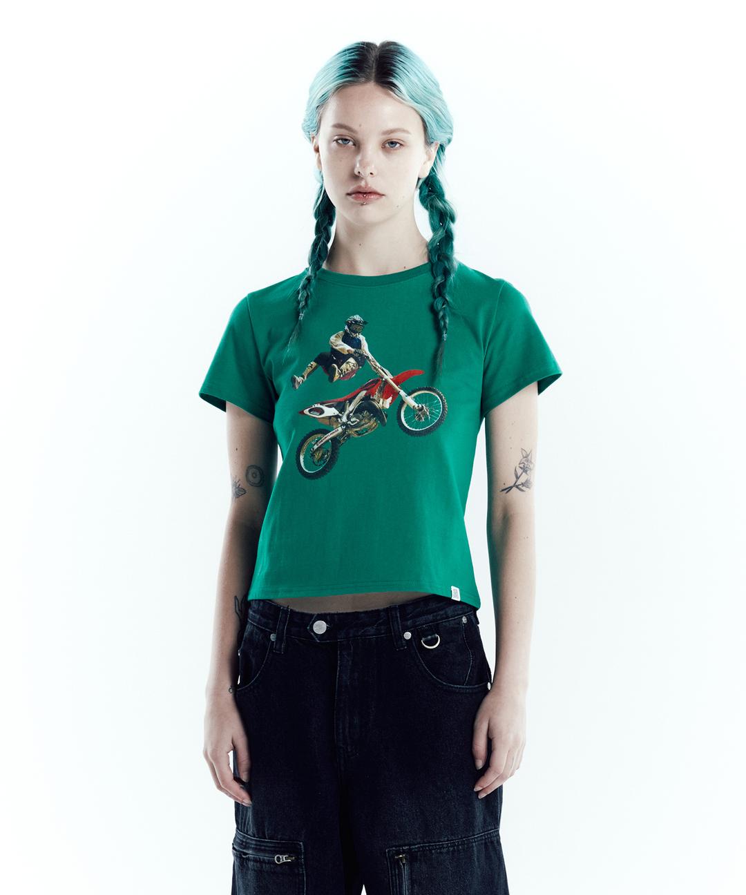 MOTORCYCLE JUMP TEE GREEN