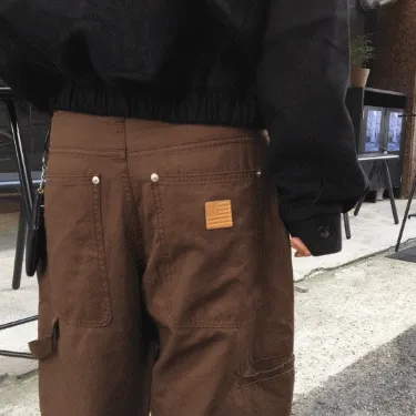 성조기 가죽패치 카펜터 팬츠 (2color)