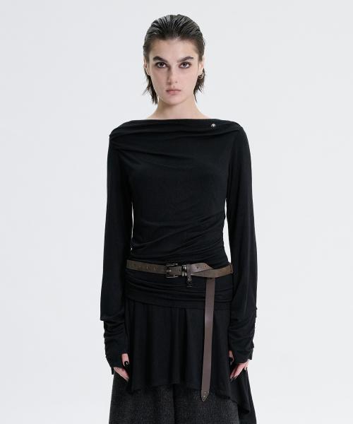 Draped Jersey Long Sleeve [ Black ]