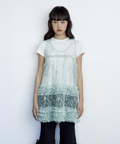 러플 레이어드 드레스 민트