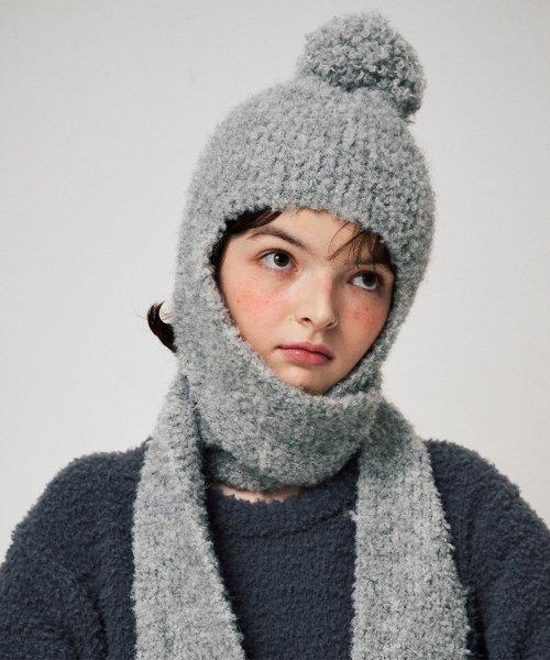BOUCLE BALACLAVA MUFFLER, GREY