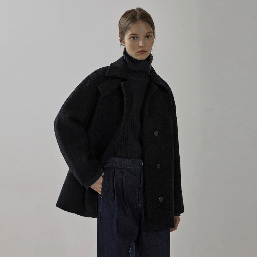 [2차입고] Boucle half coat (deep navy)