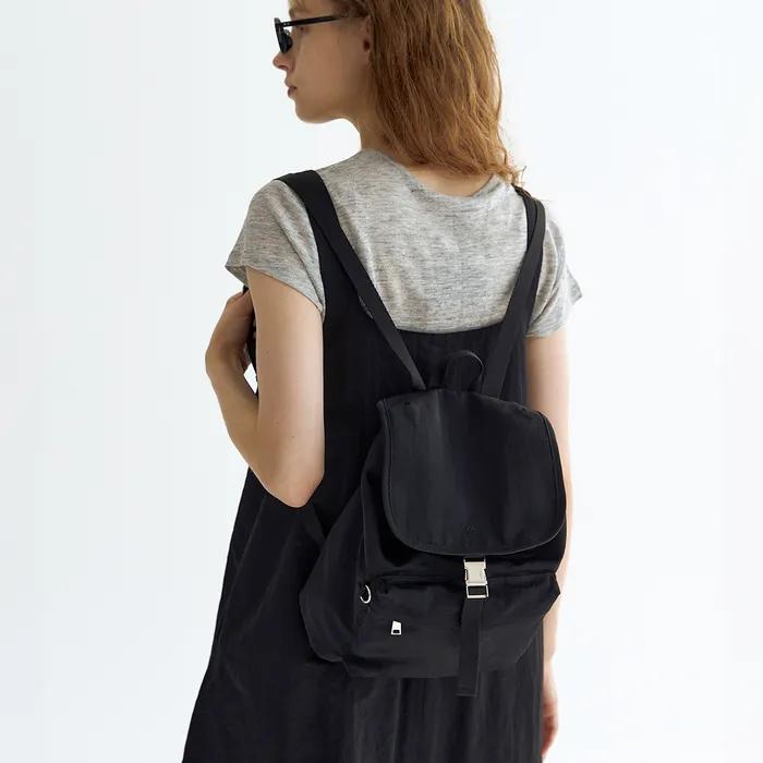 Mini Flap Backpack (Black)