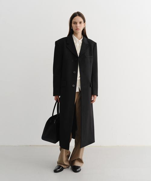 UNISEX 2-WAY 3 BUTTON CASHMERE COAT_UDCO5D121_BLACK