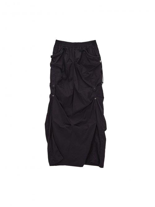 HYBRID SHIRRING MAXI SKIRT IN BLACK