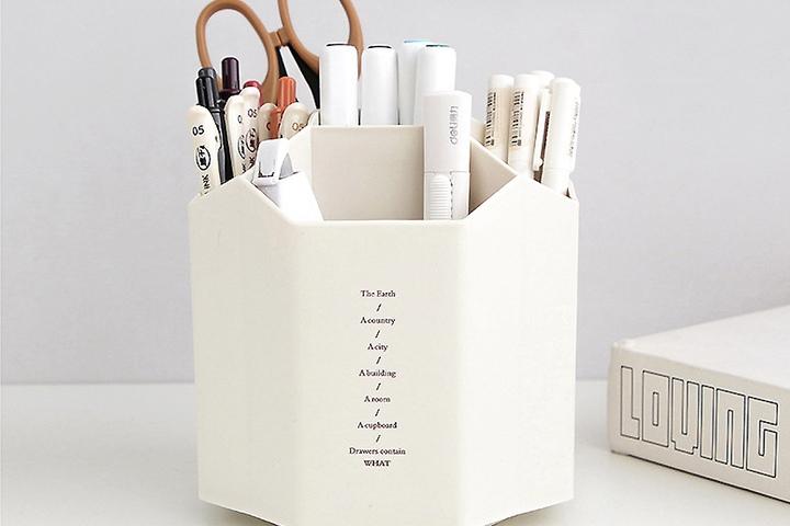 다용도 회전 5구 연필꽂이 정리함 대용량 수납 펜꽂이
