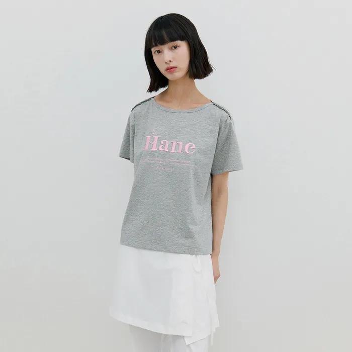 [지연착용][THE H] 레이스 보트넥 티셔츠_Gray