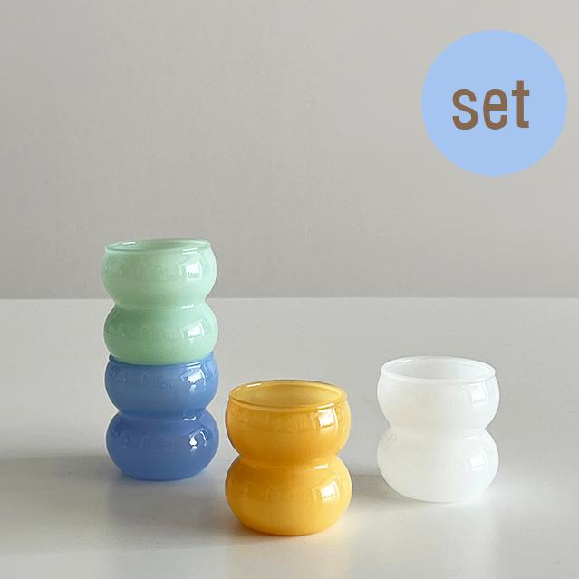 newtage 밀크글라스 소주잔/사케잔 4개 set - 전자레인지,오븐.식세기 가능
