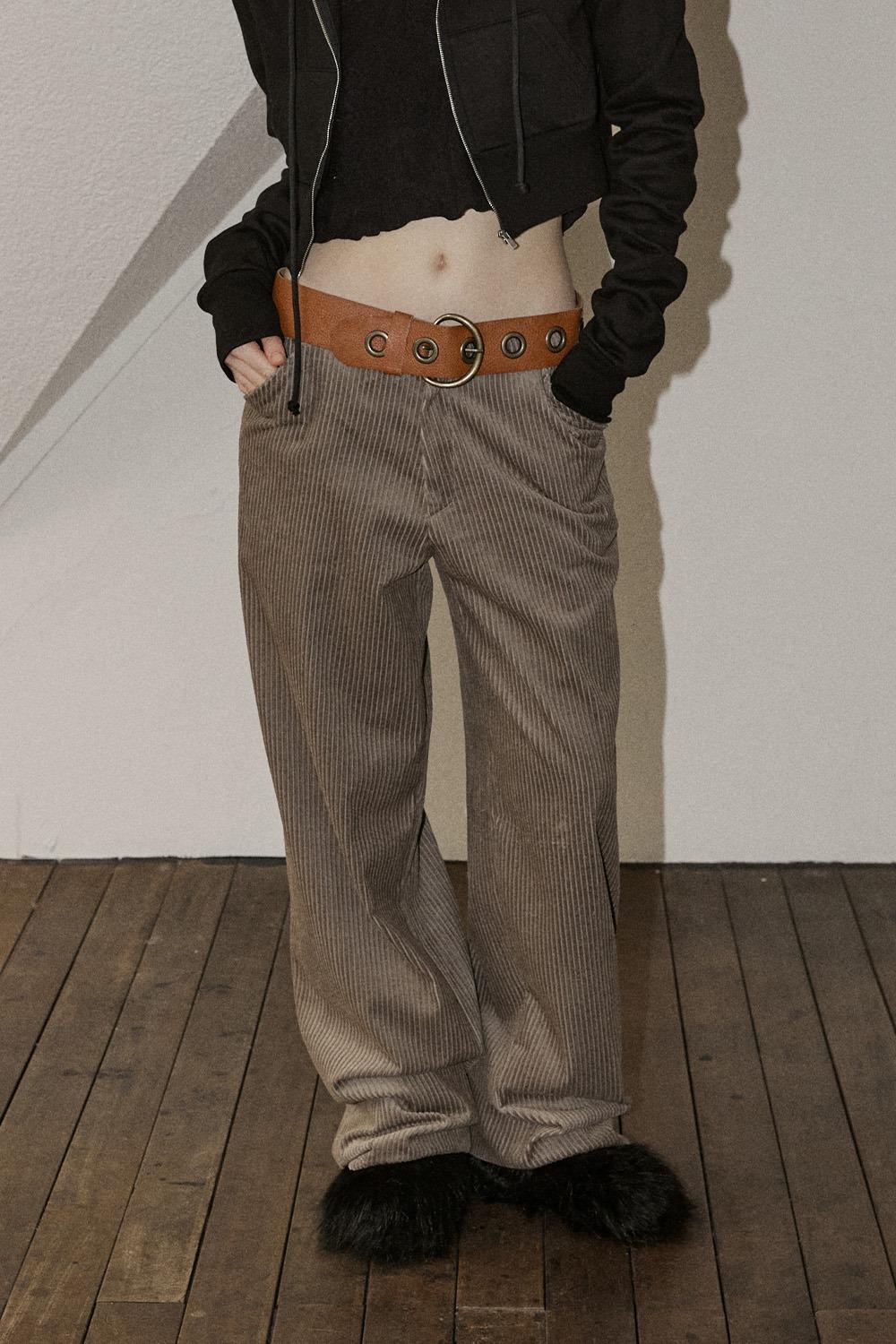 B. WIDE CORDUROY PANTS - GREY