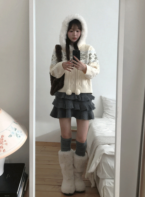 미니포에 [윈터템☃️]로빈 눈꽃 빈티지 후드집업 (1color) / 인스타문의 폭주 상품!