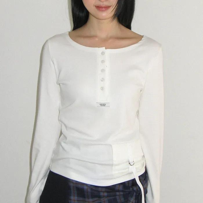 STRAP POCKET HENRYNECK LONG SLEEVE IVORY