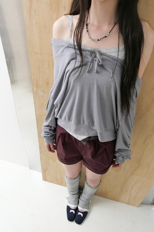 drape v-neck hoodie (3color)