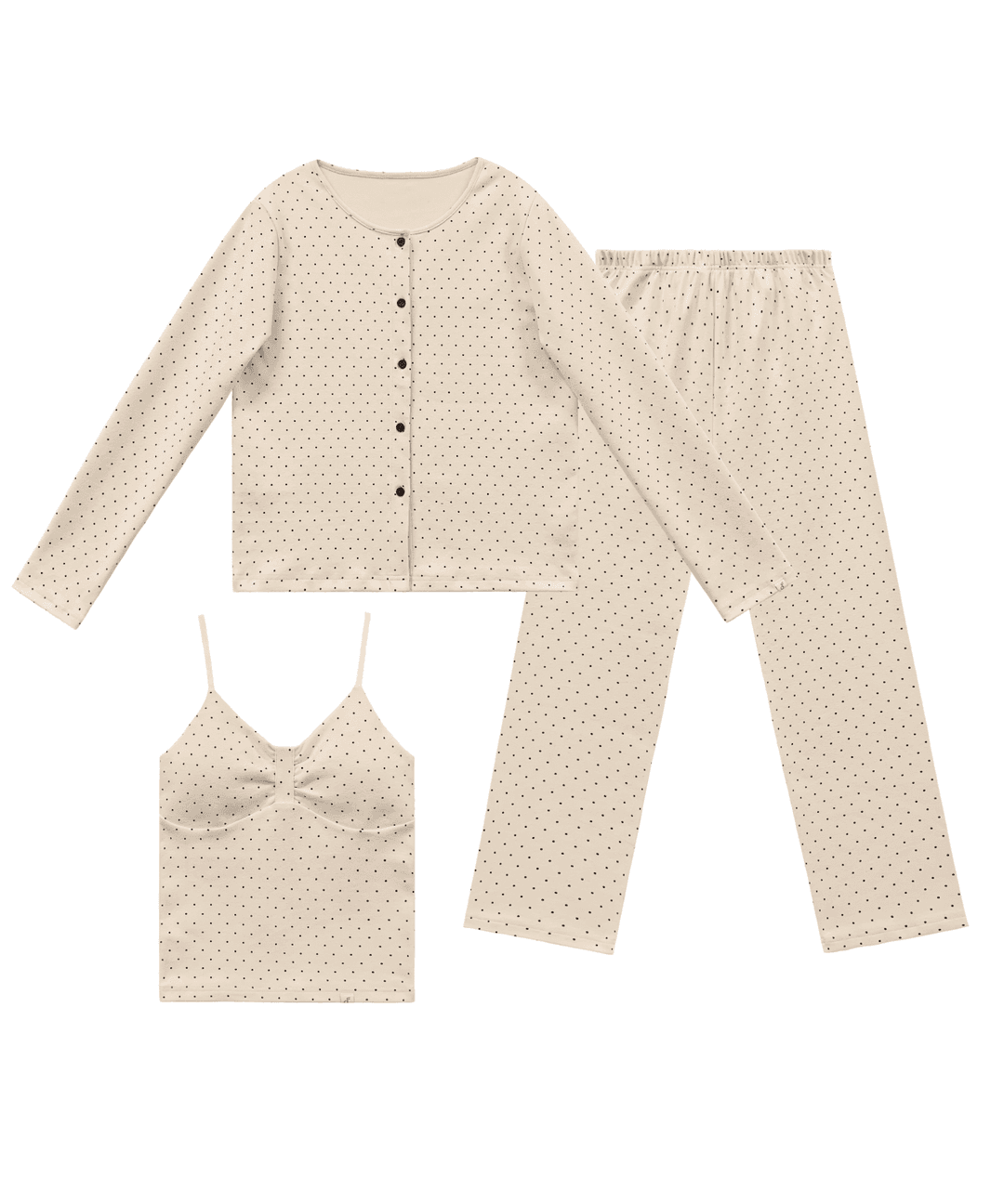 fuzzy pajama set - cream