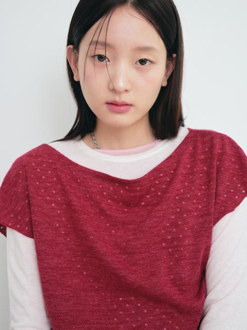 블랭크 도트 니트 탑 Blank Dot Knit Top (Fuchsia)