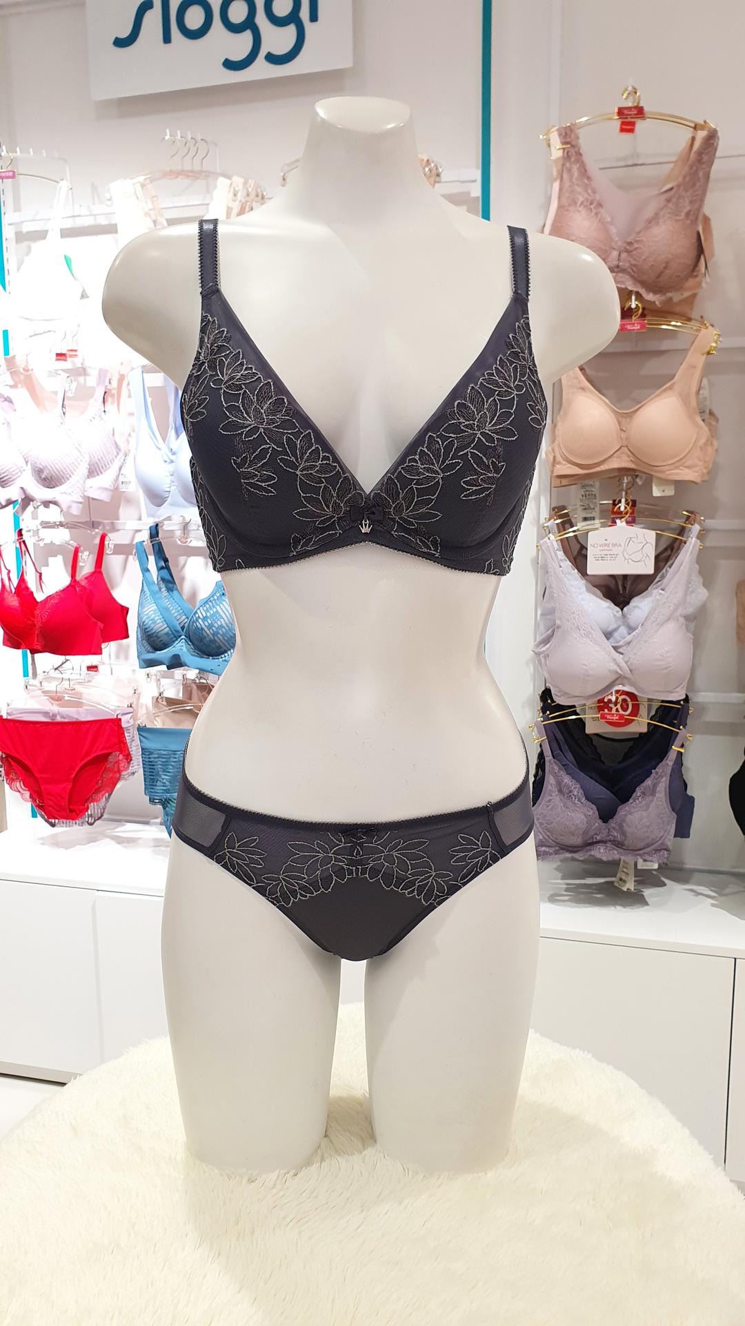 [트라이엄프] [브라1+팬티2]딥그레이 에어+오일 드리밍 브라삼사각셋트,TCAF168719BB외