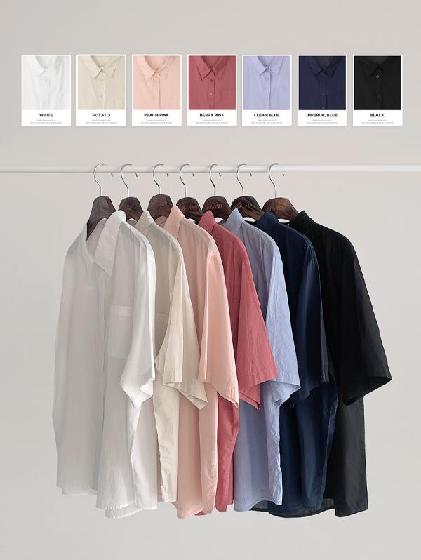 슬로우앤드 [여름셔츠 no.1/무료배송] #SLOWMADE. 실켓 더블스티치 워싱셔츠 - 7 color