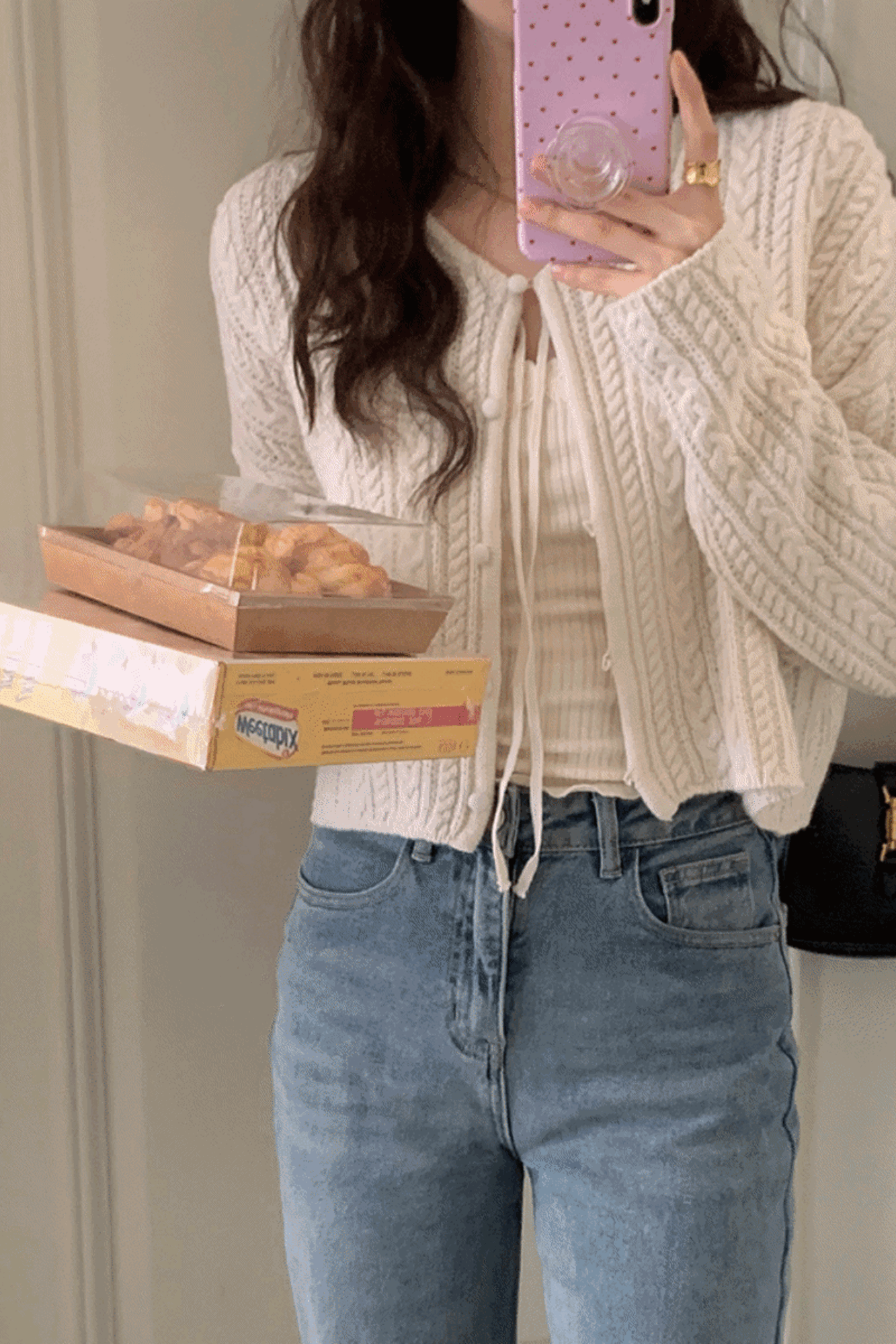 [당일출고] 다니 니트 라운드넥가디건 꽈배기가디건 크롭가디건 가디건