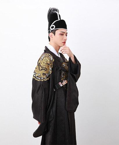[한복대여] 캐릭터한복 사극드라마 검정색 곤룡포 왕한복 남자한복