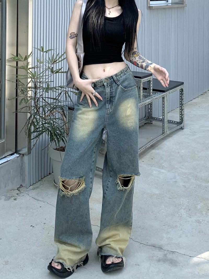 이오 데미지 데님 팬츠