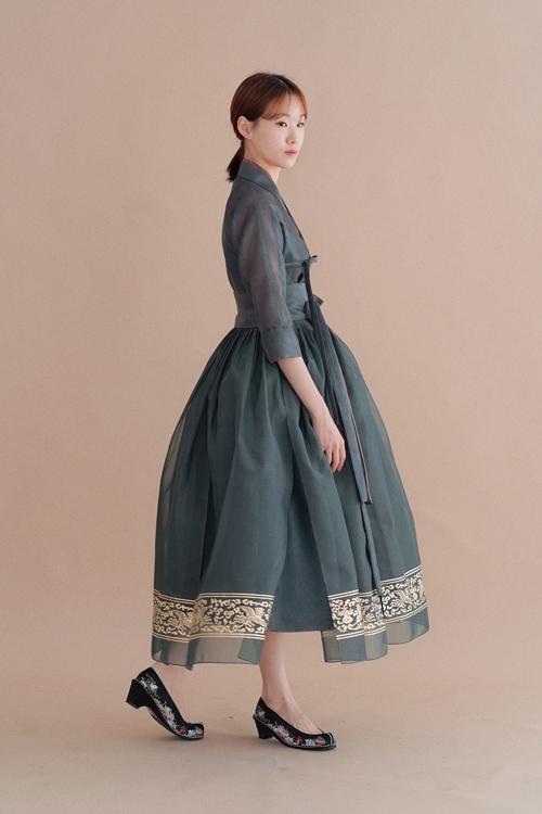 펄명주 철릭원피스:흑록