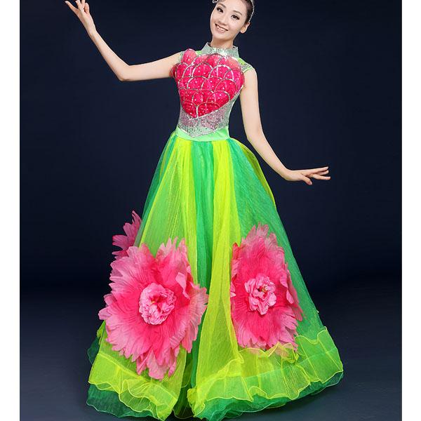 공연의상 클래식 꽃무늬 공연 단체복 댄스복 춤복