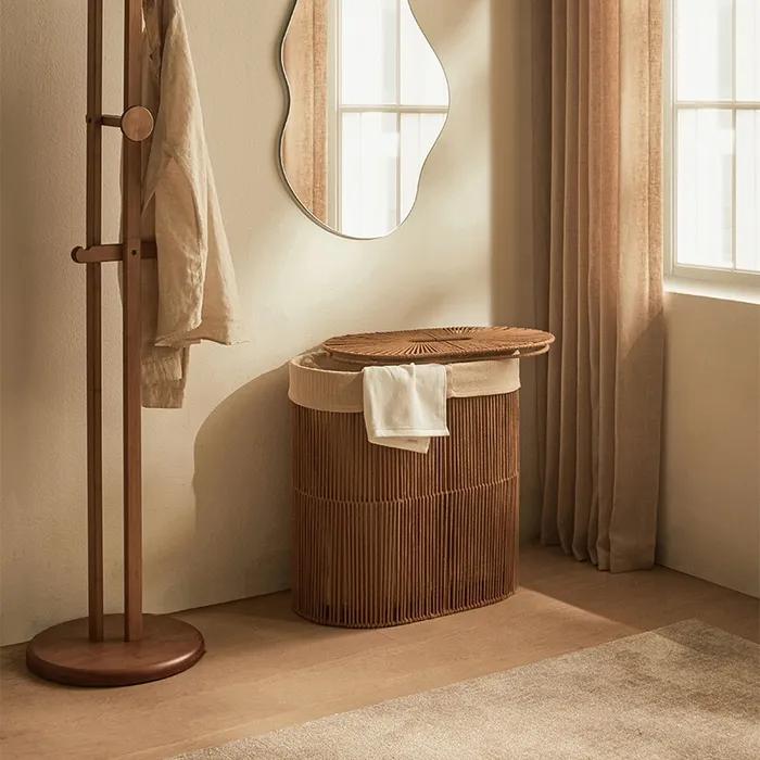 스트링 코튼 2단 런드리바스켓_브라운