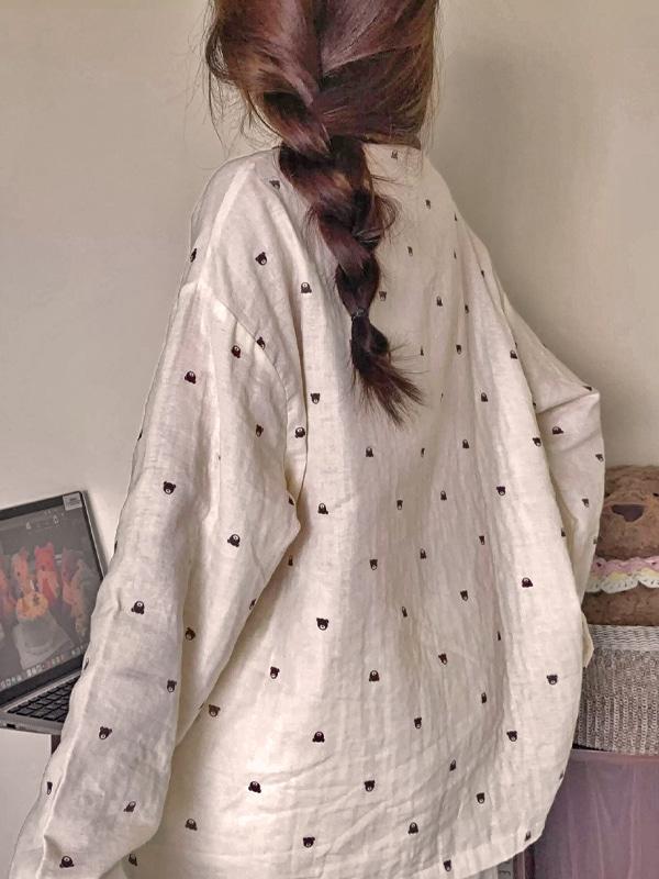 스티치베어 긴팔 상하세트 파자마 잠옷