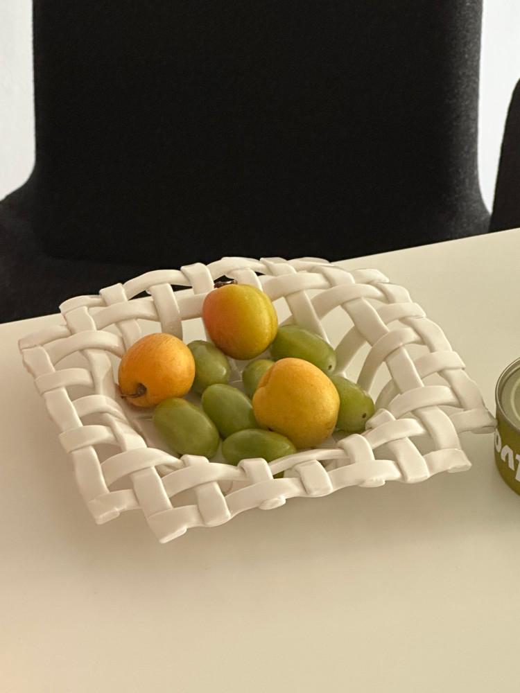 헤이유드 화이트 세라믹 과일 트레이 핸드메이드 쟁반