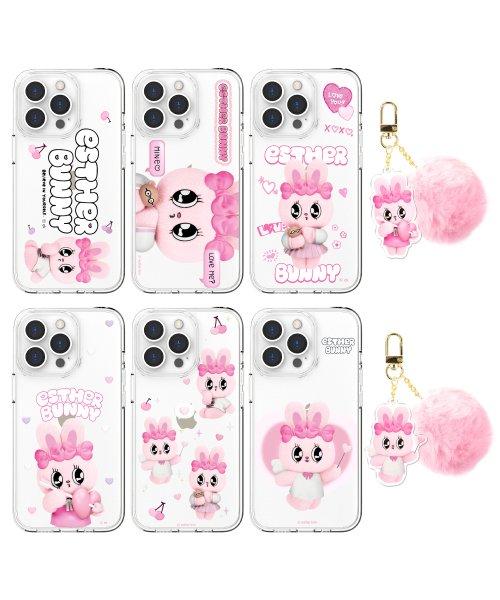 갤럭시 3D 토끼 미니돌 투명 소프트 젤리 하드 케이스 + 폼폼 아크릴 키링