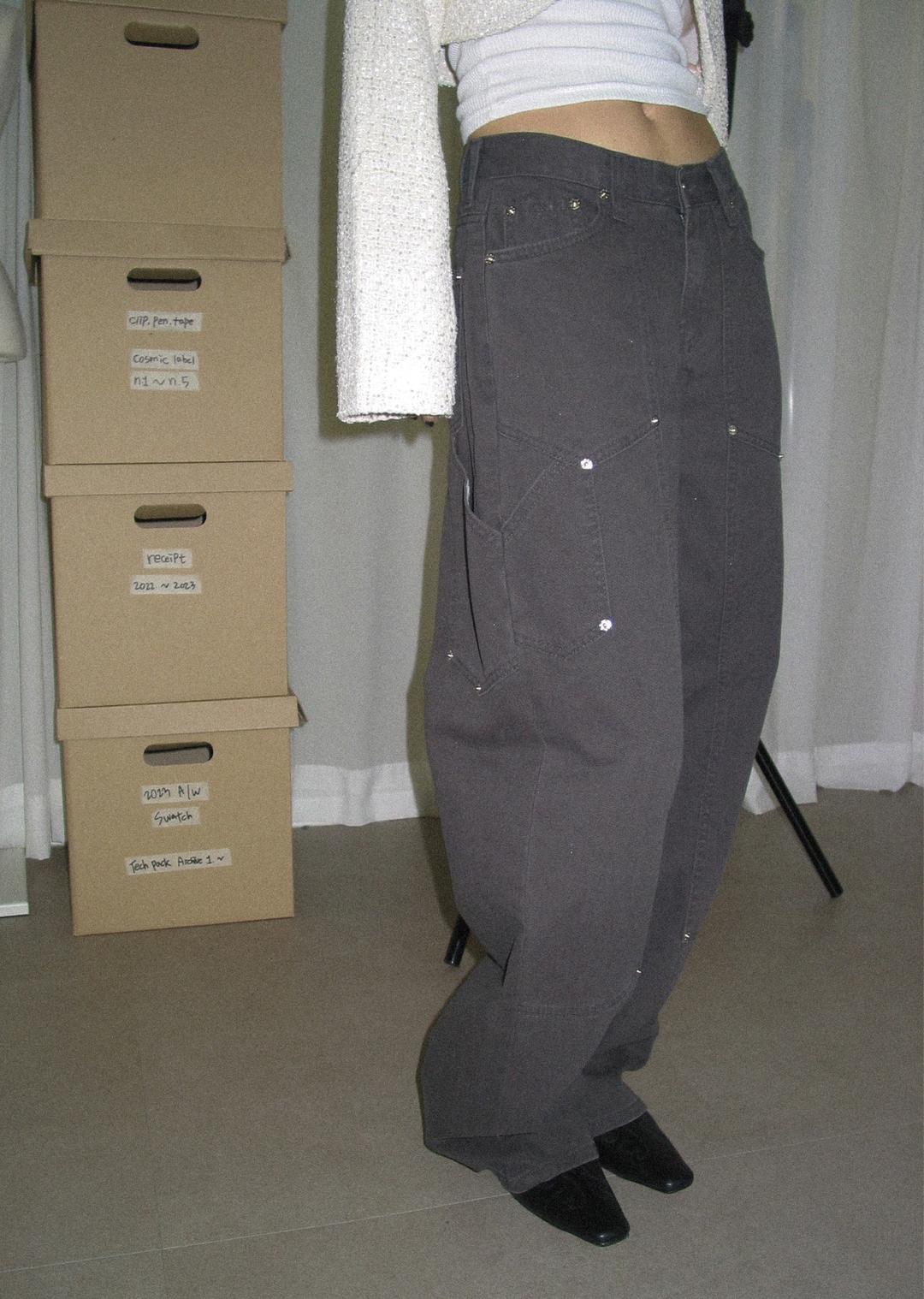 Rivet Point Wide Pants Gray