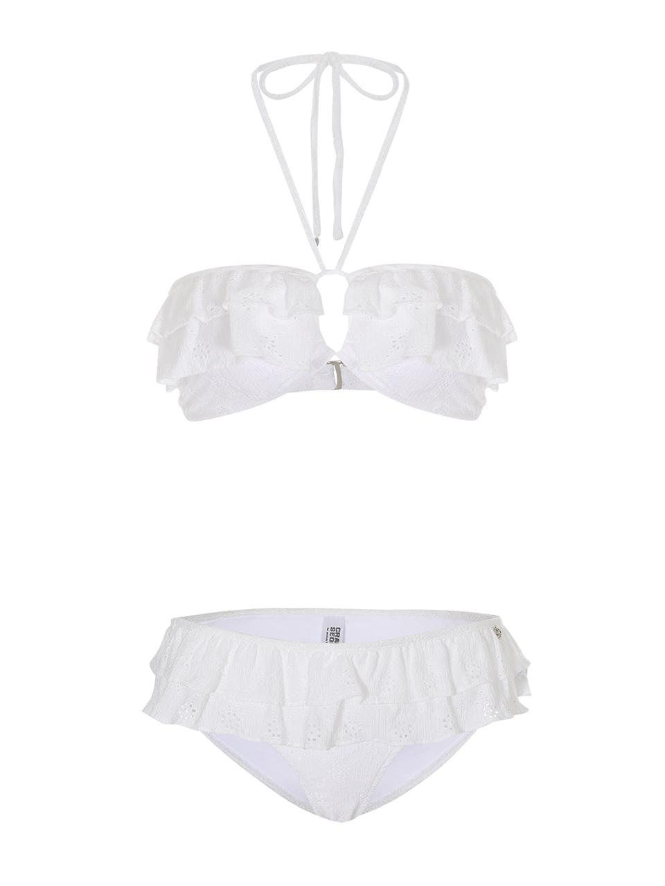 EYELET FRILL BIKINI SET_WHITE