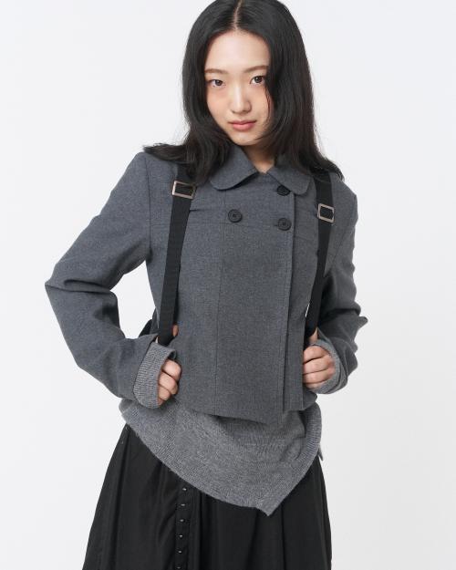Wabi Round collar double jacket DARK GREY