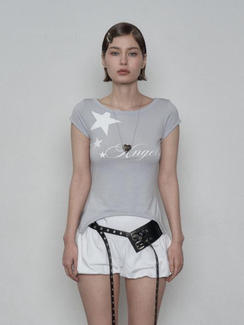 STRIPE ANGEL TOP / LIGHT GREY