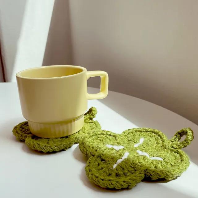 [MADE] 행운 네잎클로버 티코스터 Lucky Clover Tea Coaster [made by anna/메이드바이안나] 핸드메이드 뜨개 컵받침