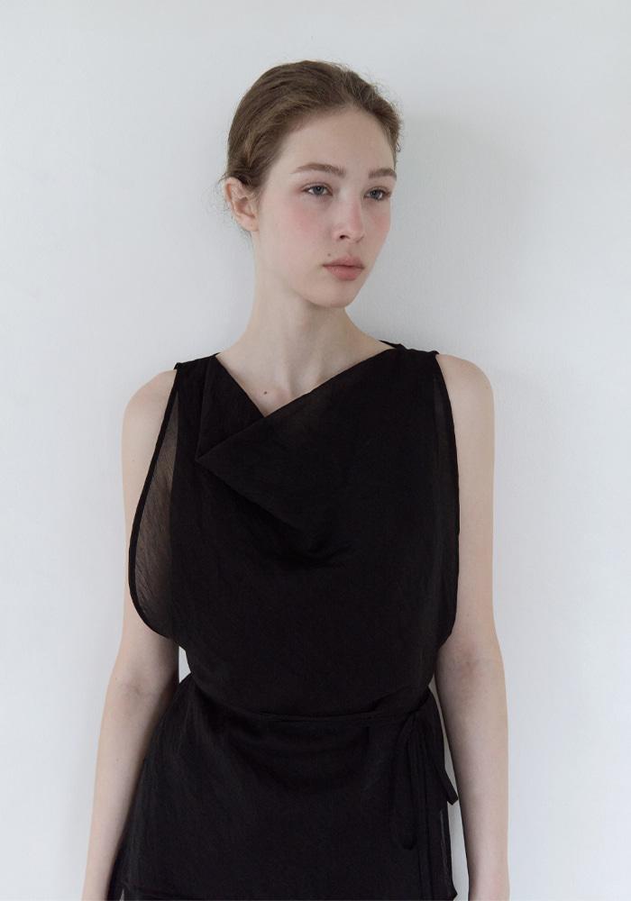 [1st REORDER] LAYER DRAPE BLOUSE_BLACK
