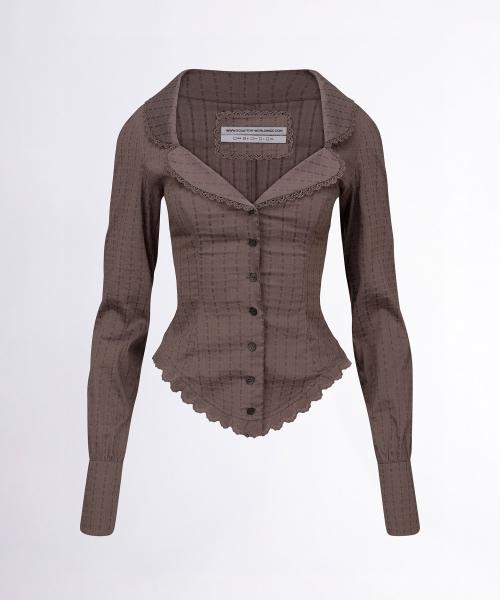 Clover Leaf Neck Blouse Dark Mauve