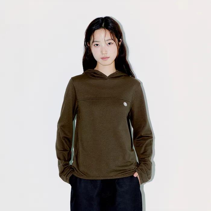 CUTTING LOGO LABEL HOODIE, BROWN