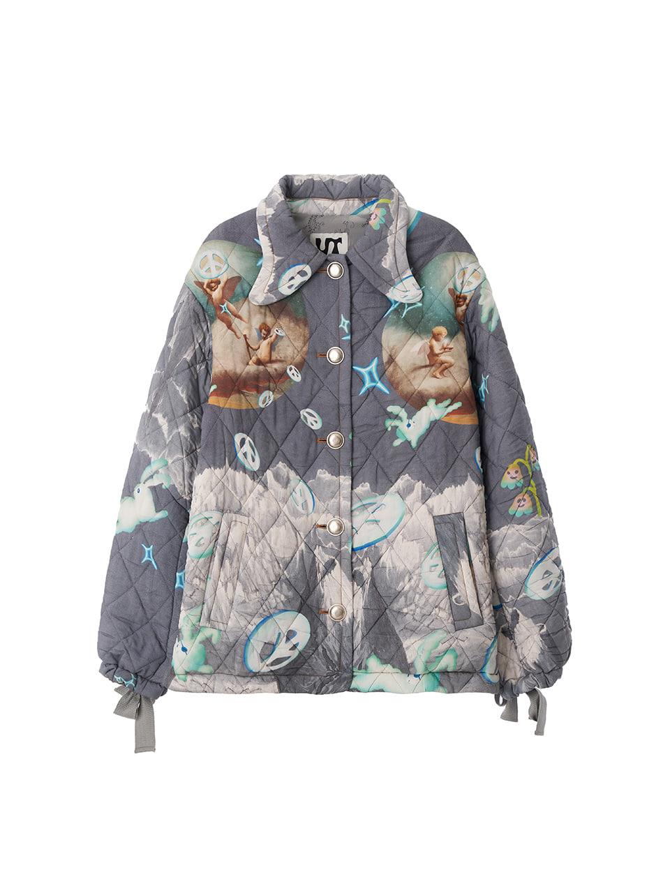 프린트 패딩 하스 점퍼