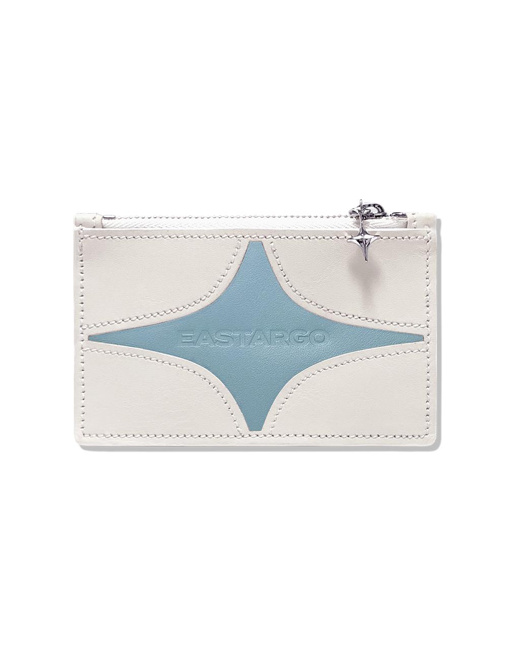DOUBLE STING ZIPPER WALLET IVORY WHITE (SKY BLUE)