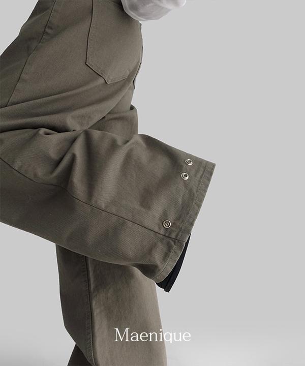 매니크 [🌿봄신상/MNQ] 빈티지 스냅버튼 와이드 코튼팬츠