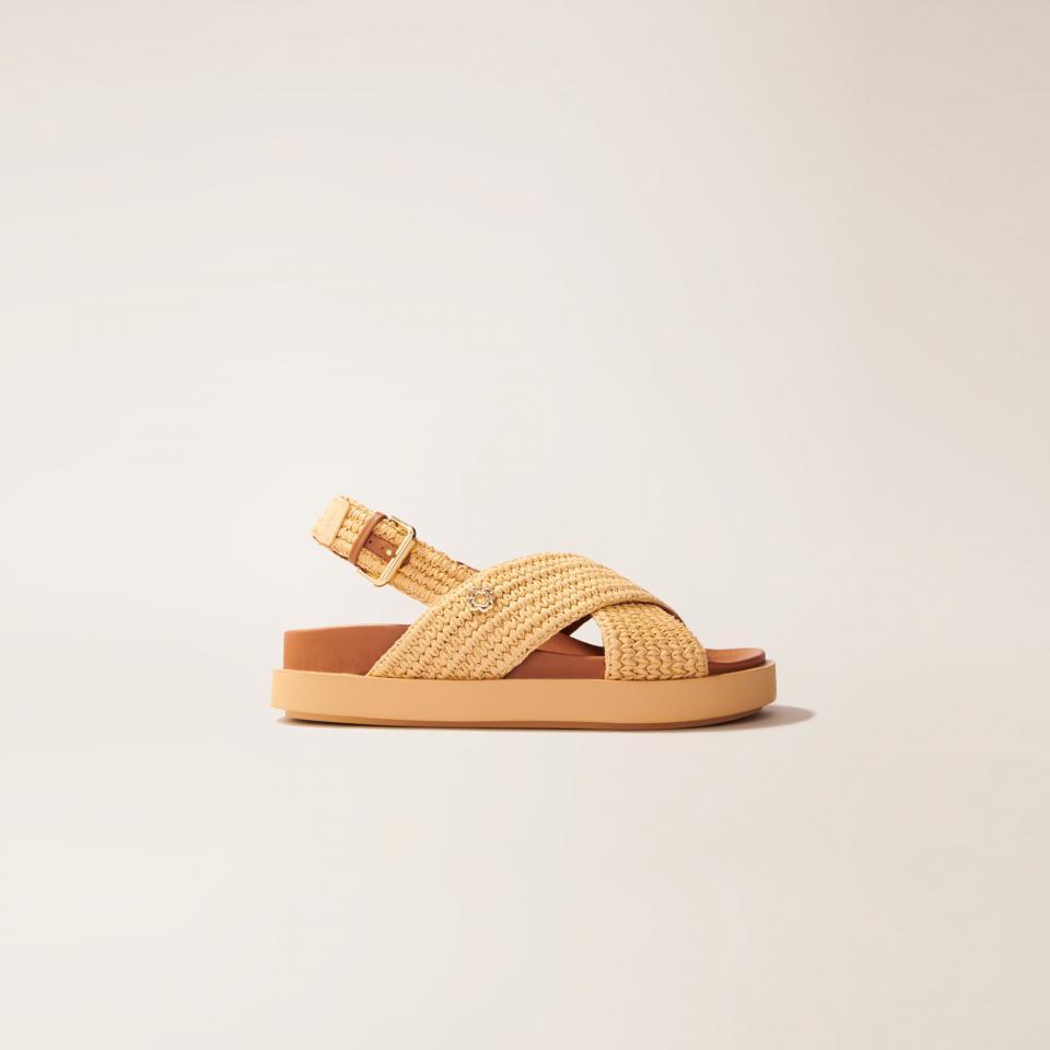 라피아 크로스 플랫 샌들