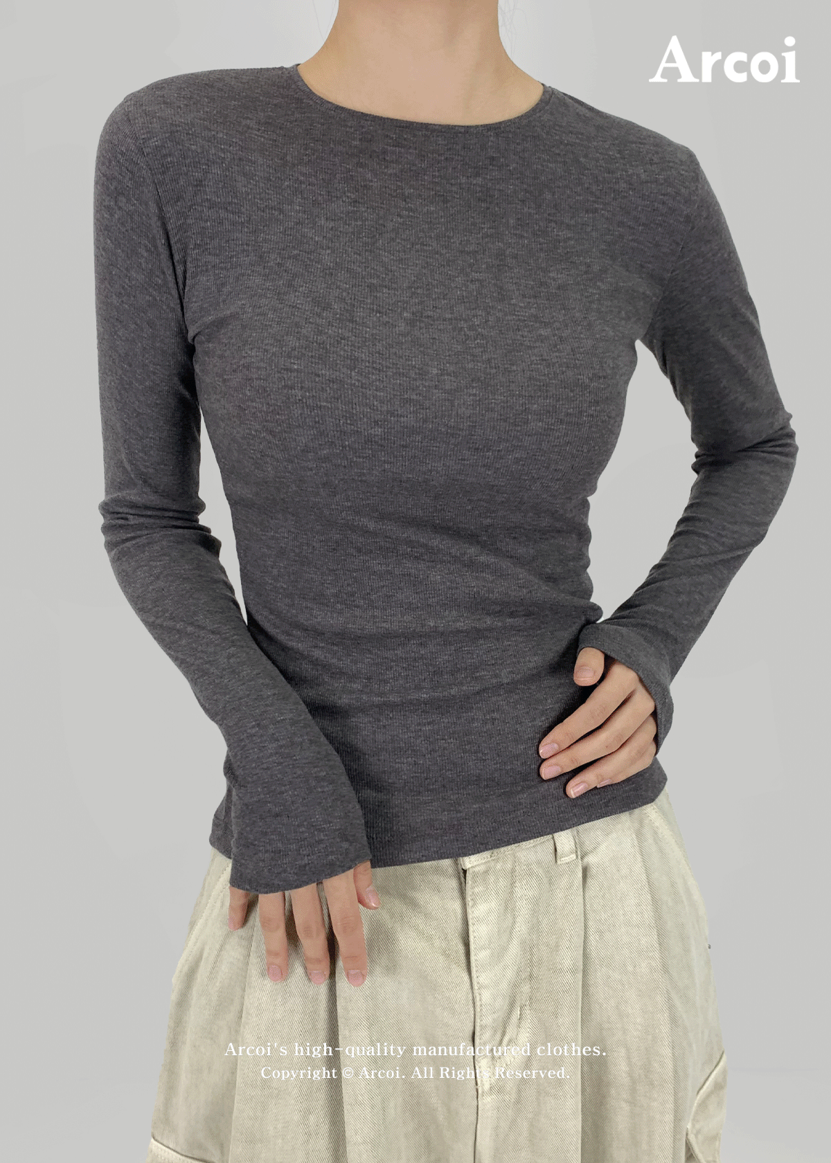[ Arcoi made ] A005 RIBBED LONGSLEEVE T-SHIRTS